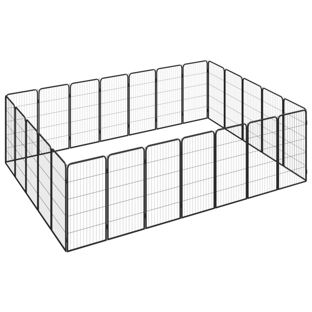vidaXL 24-tlg. Hundelaufstall Schwarz 50x100cm Stahl Pulverbeschichtet
