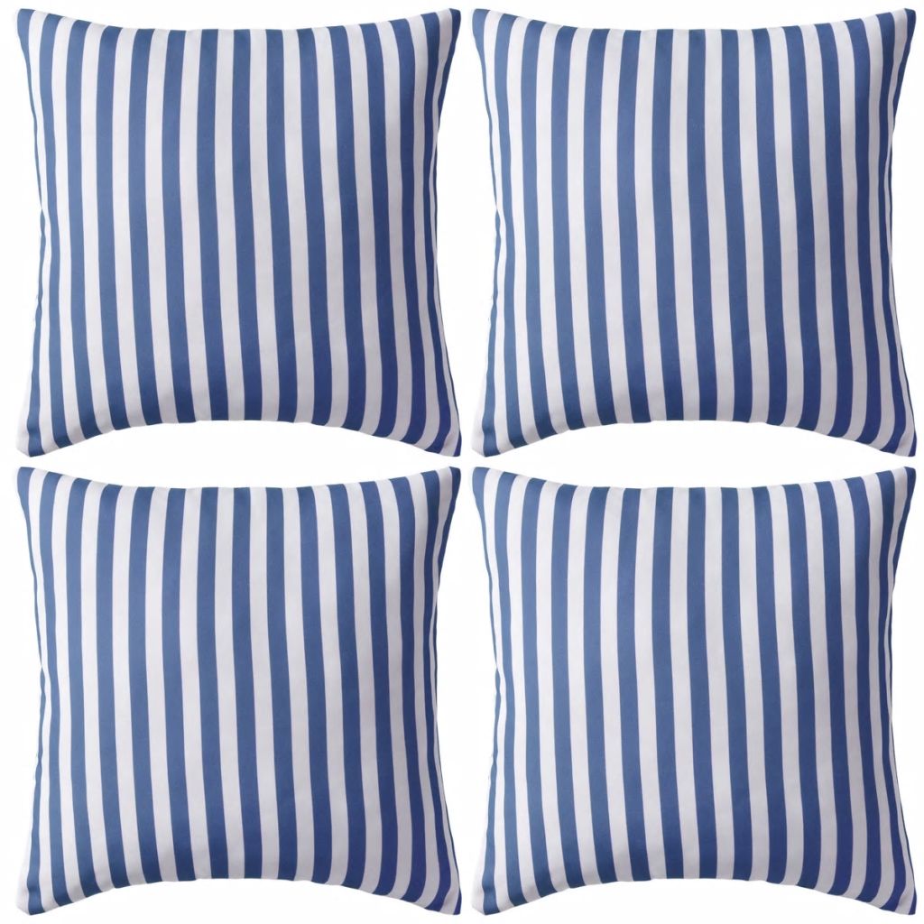 vidaXL Gartenkissen 4 Stk. Streifenmuster 45 x 45 cm Marineblau