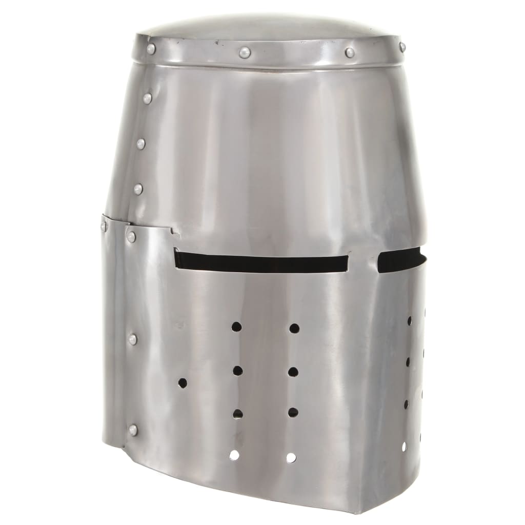 vidaXL Mittelalterlicher Ritterhelm Antik Replik LARP Silbern Stahl 