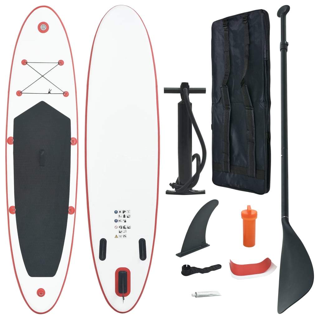 vidaXL Stand Up Paddle Board SUP Aufblasbar Rot und Weiß 