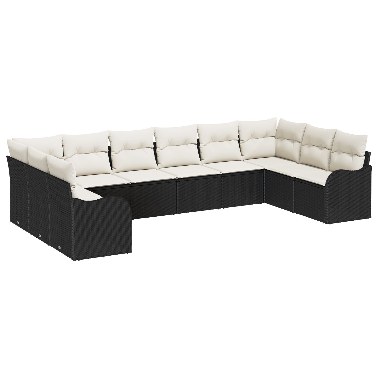 vidaXL 10-teilige Garten Sofa Set mit Kissen Schwarz Poly Rattan, vidaXL 2-Sitzer Garten Sofa mit Kissen Schwarz Poly Rattan