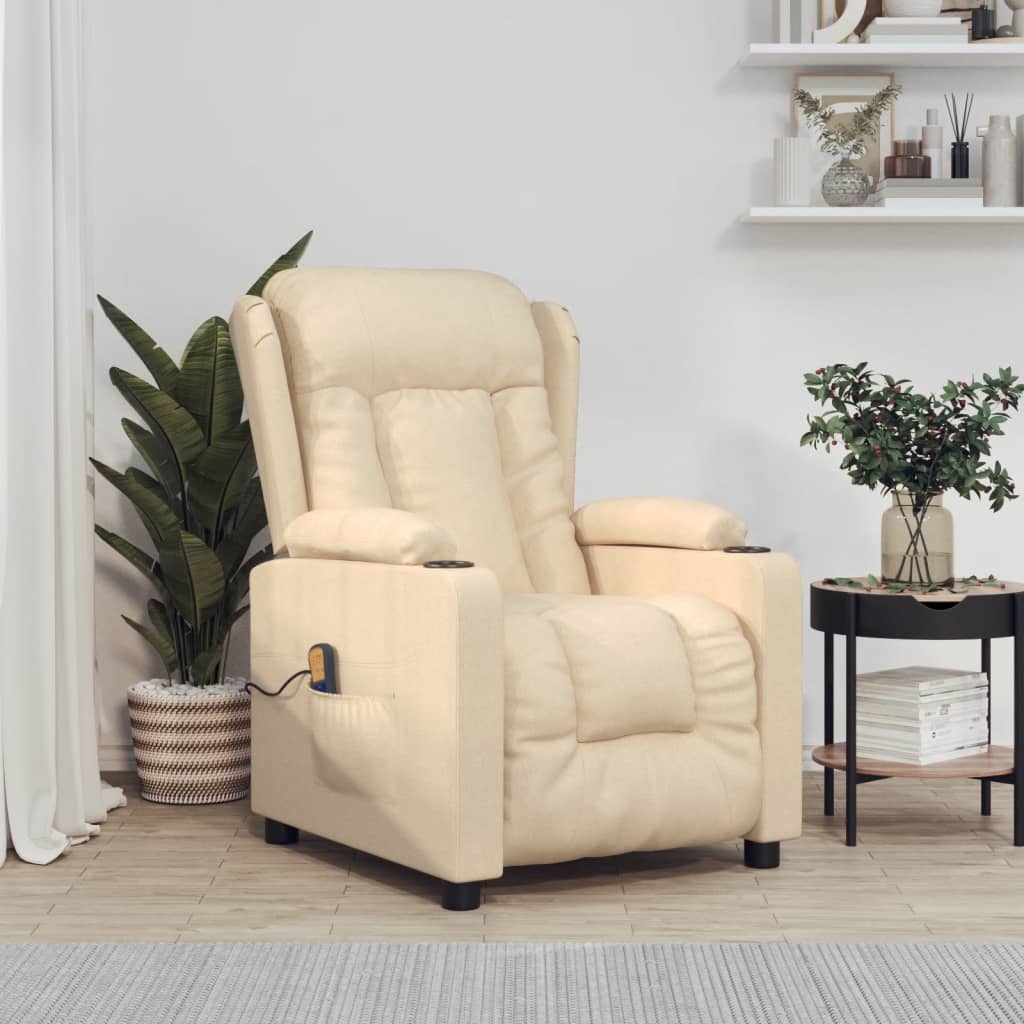 vidaXL Massagesessel Creme Stoff