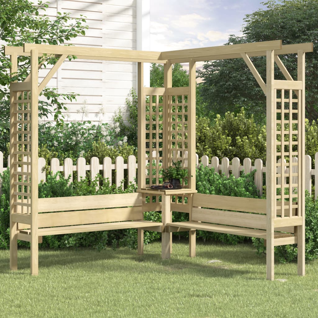 vidaXL Eckpergola mit Bank Kiefernholz Imprägniert