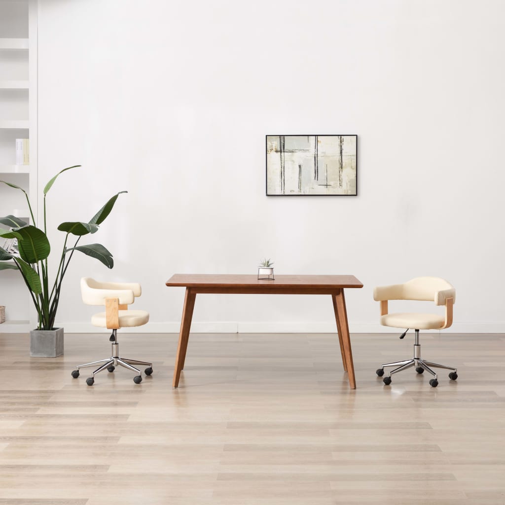 vidaXL Drehbare Esszimmerstühle 2 Stk. Creme Kunstleder