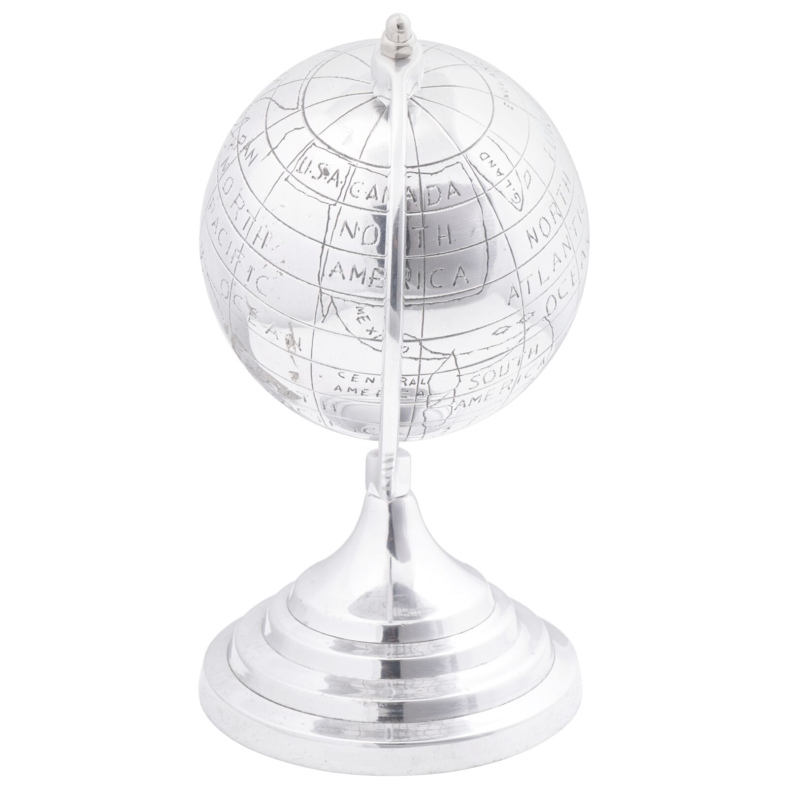 vidaXL Globus Skulptur Silber 16,5x14x26 cm aus Aluminium