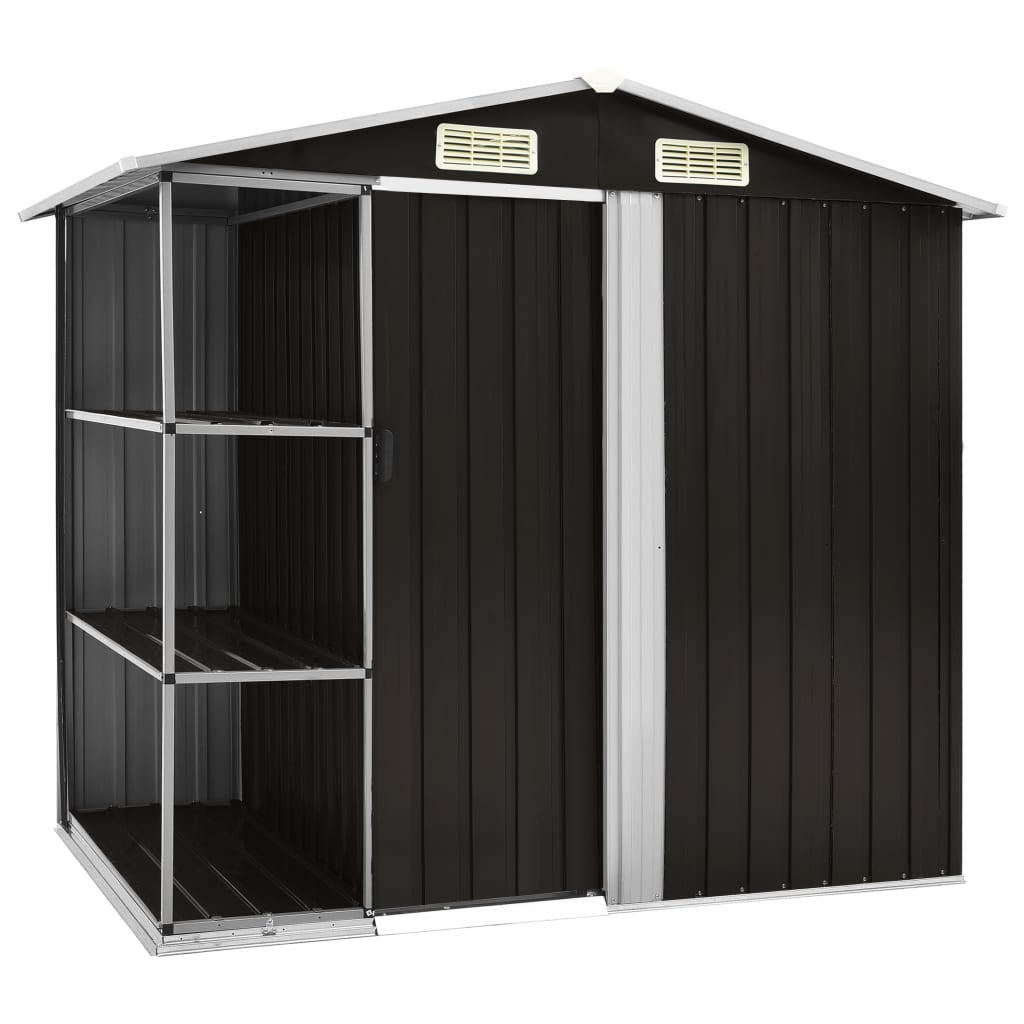 vidaXL Gartenhaus mit Regal Braun 205x130x183 cm Eisen