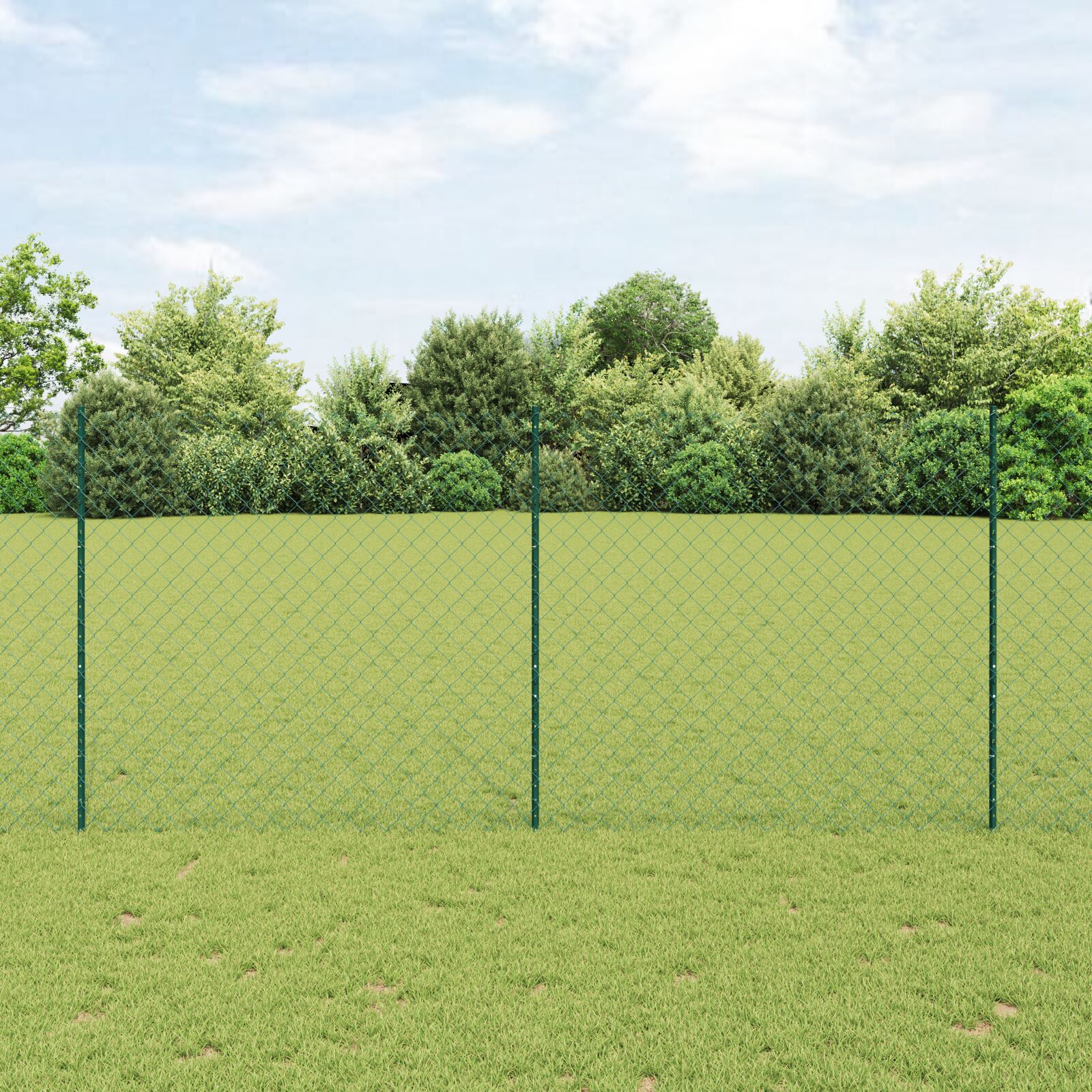 vidaXL Drahtzaun mit 22 U-Pfosten Grün 1,4x25 m Stahl