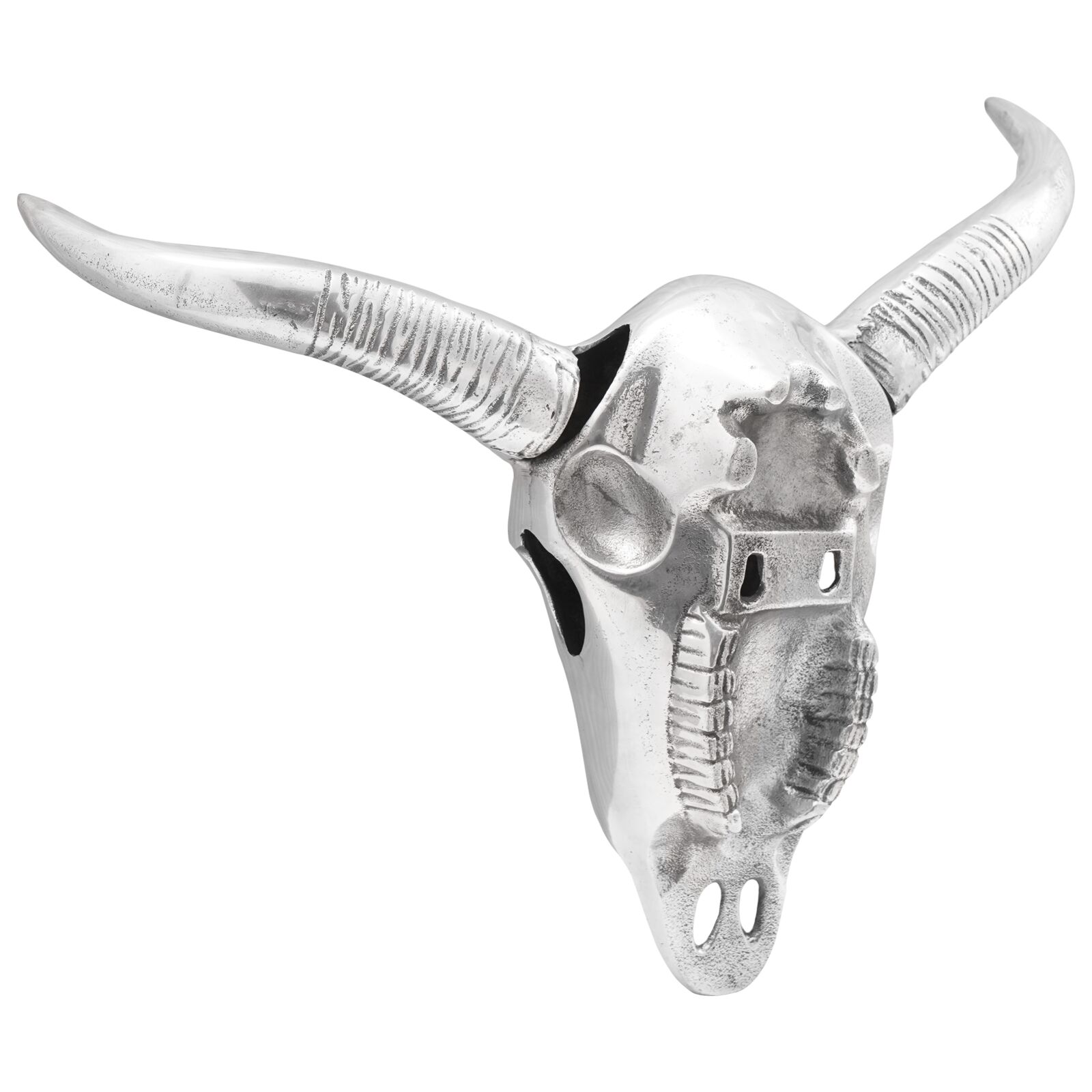 vidaXL Wandmontierter Stierkopf Silber 34x13x53 cm Aluminium