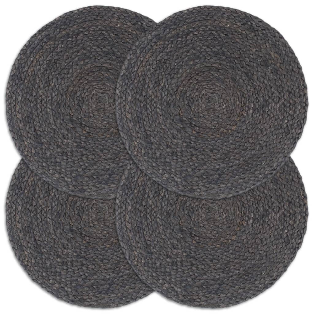 vidaXL Tischsets 4 Stk. Uni Dunkelgrau 38 cm Rund Jute