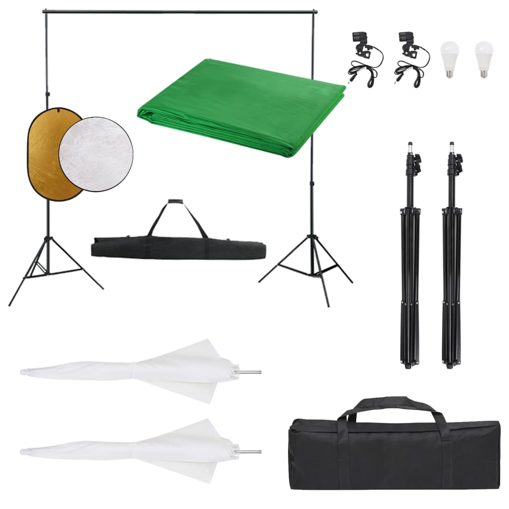vidaXL Fotostudio-Set mit Beleuchtung, Hintergrund und Reflektor